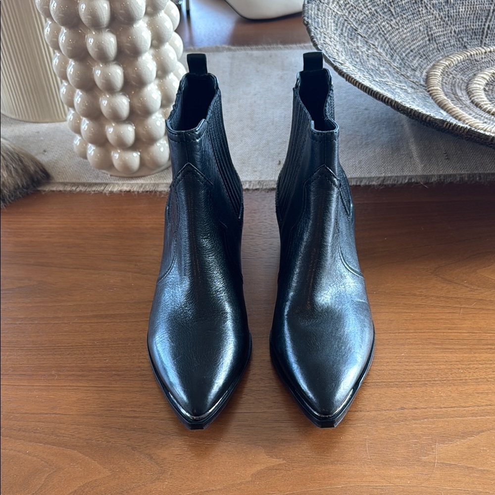 Marc Fisher Black Leather Ankle Boots, Brand New